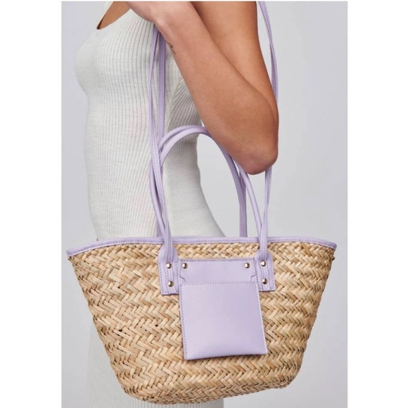 Urban Expressions Wellesley Double
Handle Straw Tote With Strap Lavender… - Picture 2 of 7